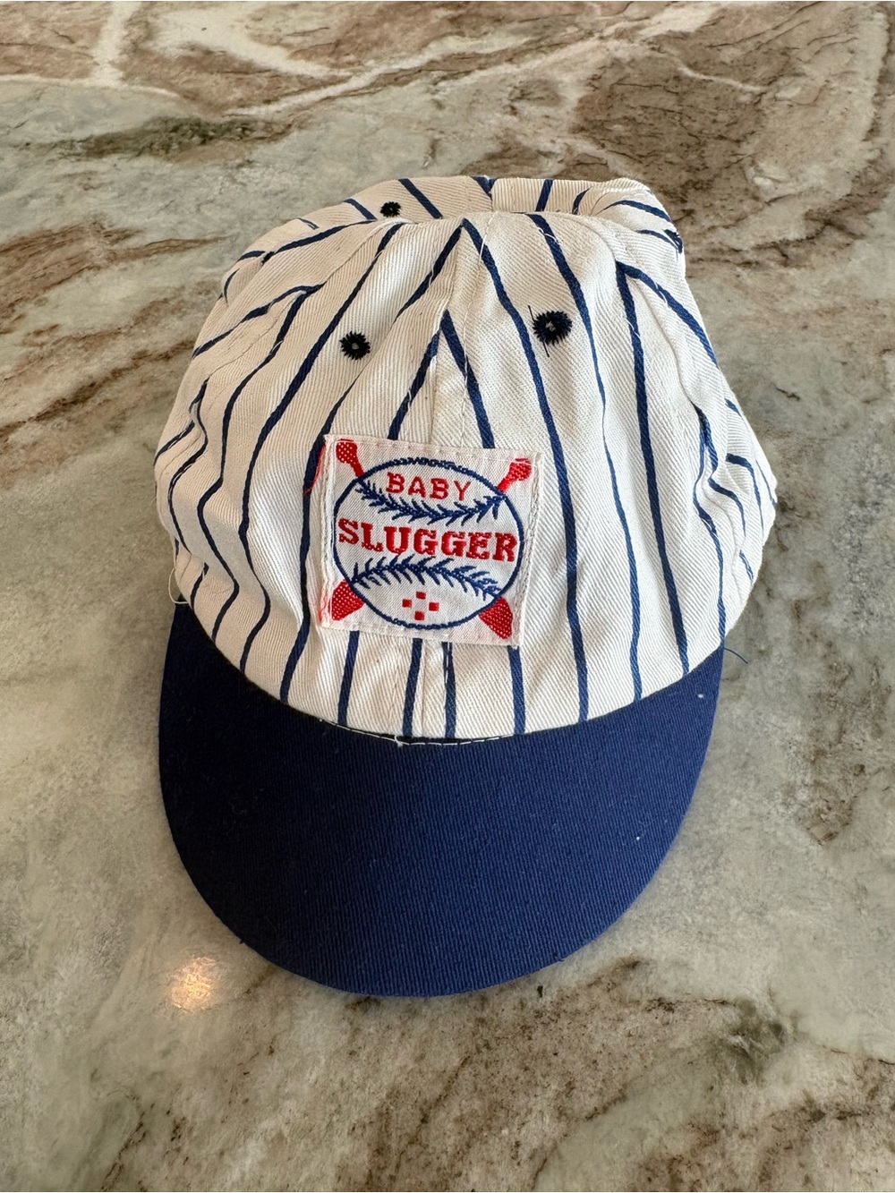 Vintage Baby Slugger Baseball Cap Soft 0-24 Months White Blue Sports Hat